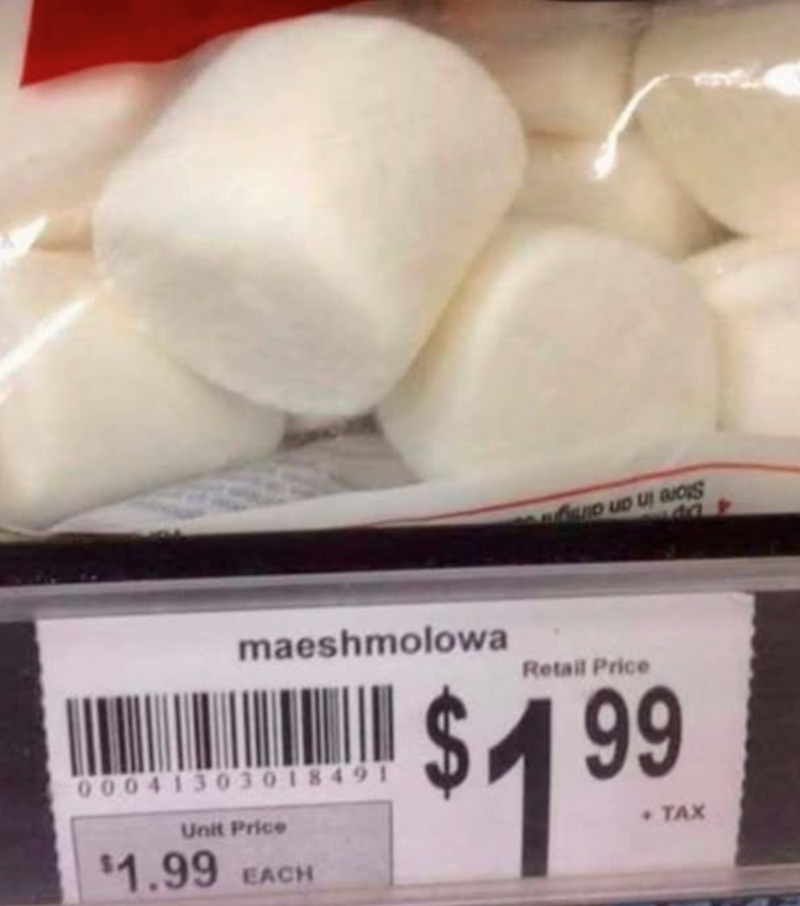 maeshmolowa Retail Price 40 00041303018491 Unit Price $1.99 EACH $1.99 TAX
