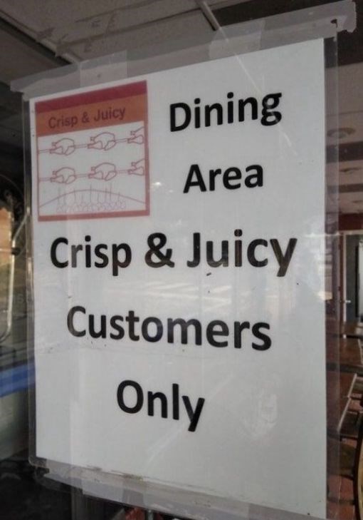 Crisp & Juicy 555 Dining Area Crisp & Juicy Customers Only