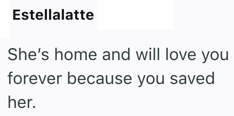 Estellalatte She's home and will love you forever because you saved her.