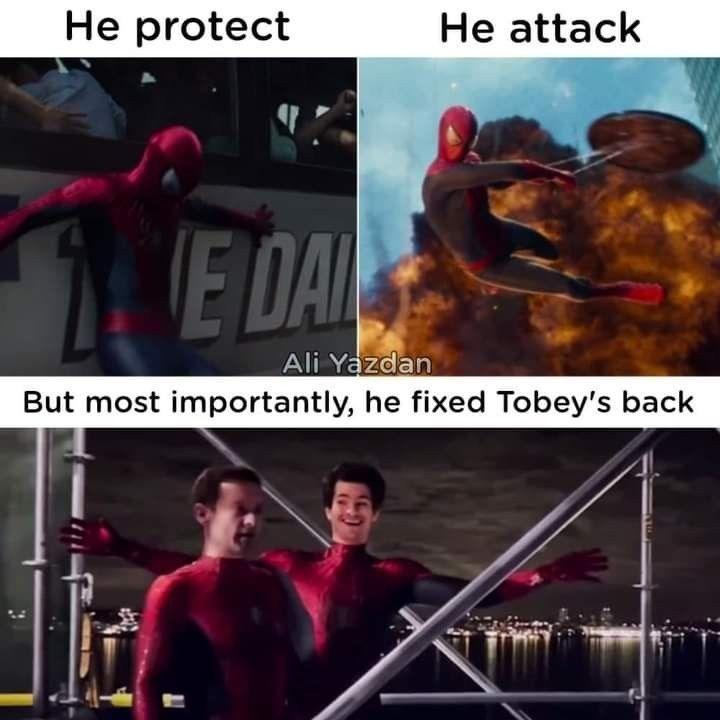 He protect He attack E DA Ali Yazdan But most importantly, he fixed Tobey's back