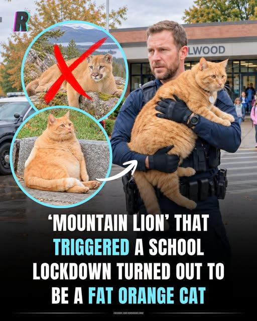 R LWOOD 'MOUNTAIN LION' THAT TRIGGERED A SCHOOL LOCKDOWN TURNED OUT TO BE A FAT ORANGE CAT