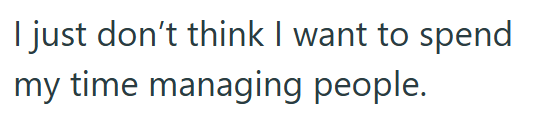 I just don't think I want to spend my time managing people.