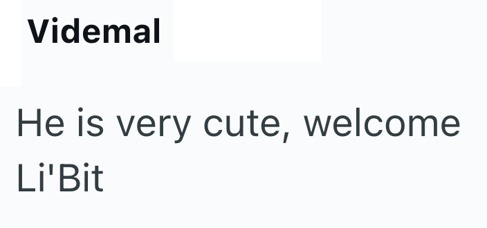 Videmal He is very cute, welcome Li'Bit