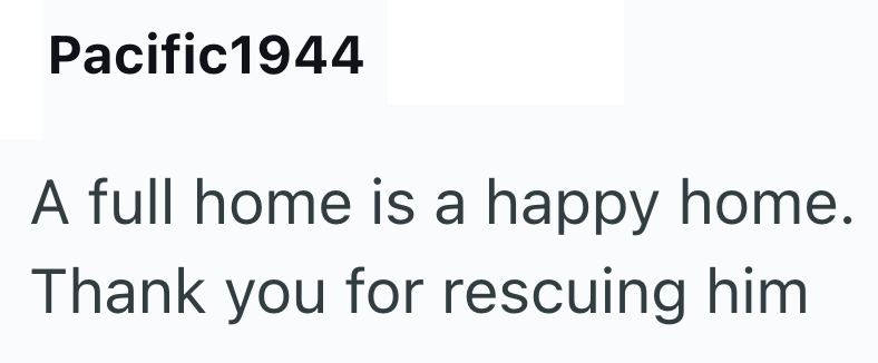 Pacific1944 A full home is a happy home. Thank you for rescuing him