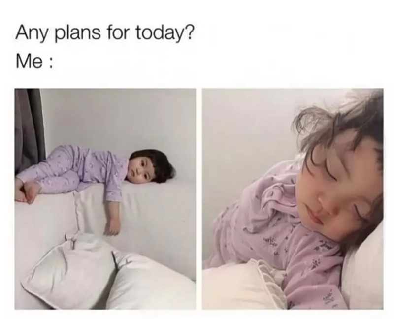Any plans for today? Me: