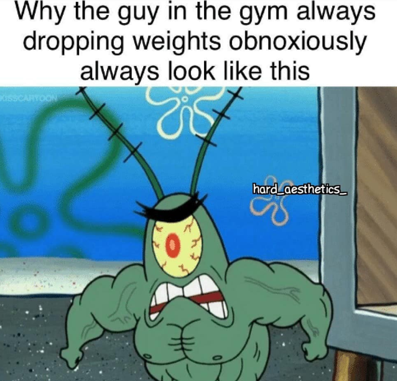 Why the guy in the gym always dropping weights obnoxiously always look like this KISSCARYOON hard_aesthetics