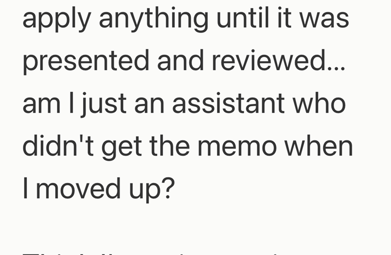 apply anything until it was presented and reviewed... am I just an assistant who didn't get the memo when I moved up?
