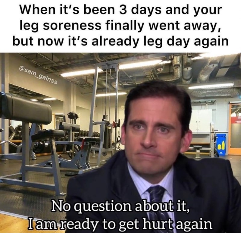 When it's been 3 days and your leg soreness finally went away, but now it's already leg day again @sam_gainss No question about it, I am ready to get hurt again
