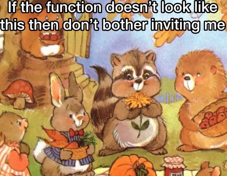 If the function doesn't look like this then don't bother inviting me