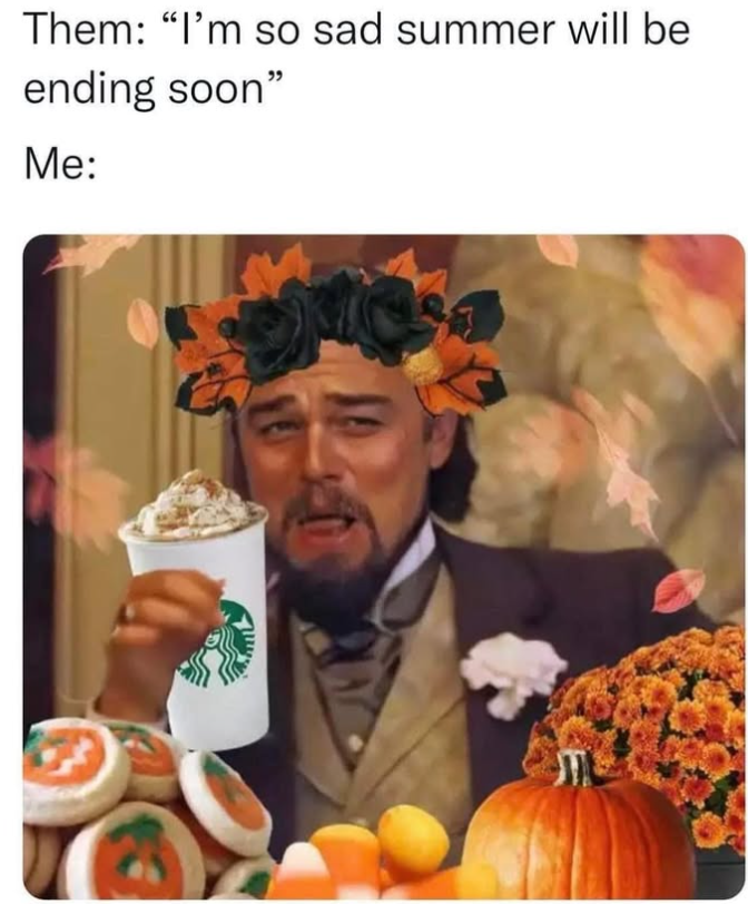 Them: "I'm so sad summer will be ending soon" Me: