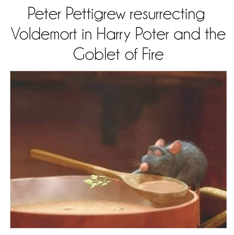 Peter Pettigrew resurrecting Voldemort in Harry Poter and the Goblet of Fire