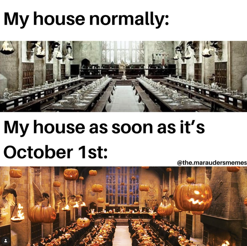 My house normally: My house as soon as it's October 1st: @the.maraudersmemes