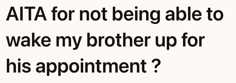 AITA for not being able to wake my brother up for his appointment?