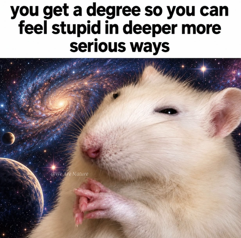 you get a degree so you can feel stupid in deeper more serious ways We Are Nature