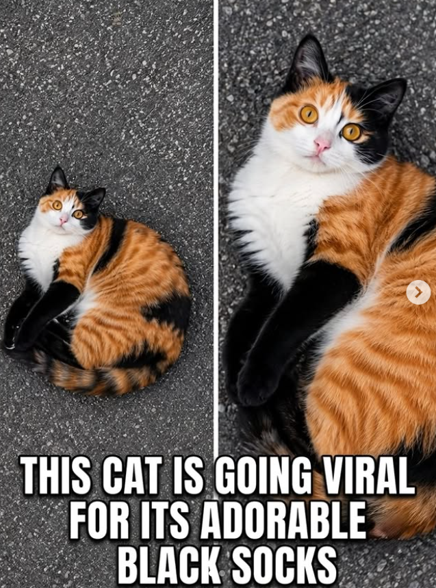 THIS CAT IS GOING VIRAL FOR ITS ADORABLE BLACK SOCKS