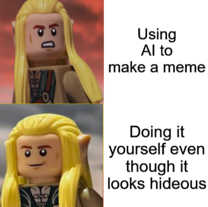 Using Al to make a meme Doing it yourself even though it looks hideous