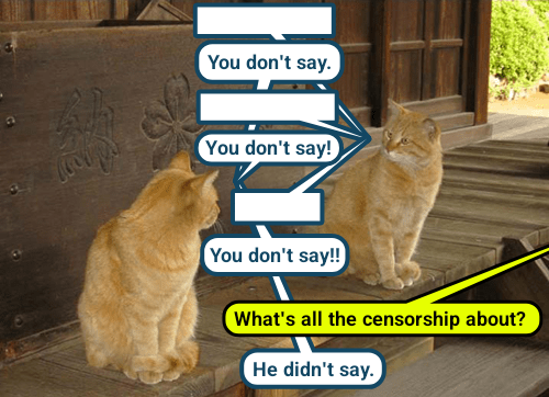 You don't say. HI You don't say! You don't say!! What's all the censorship about? He didn't say.