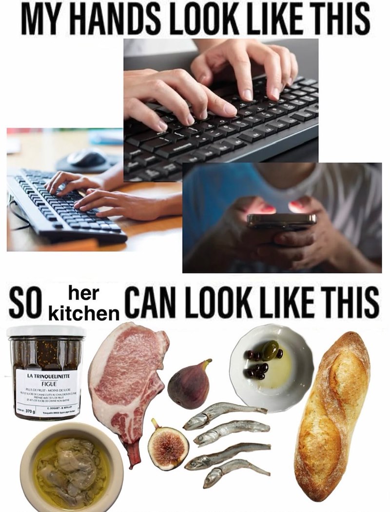 MY HANDS LOOK LIKE THIS SO kitchen CAN LOOK LIKE THIS LA TRINQUELINETTE FIGUE PLUS DE FRUIT MOINS DE SUCE IT SUCRE DE CANNE CUTS AU CHALDNINGE 6% DE SUCHE DE CANNE NON 370 g C. DOGUET-ELL