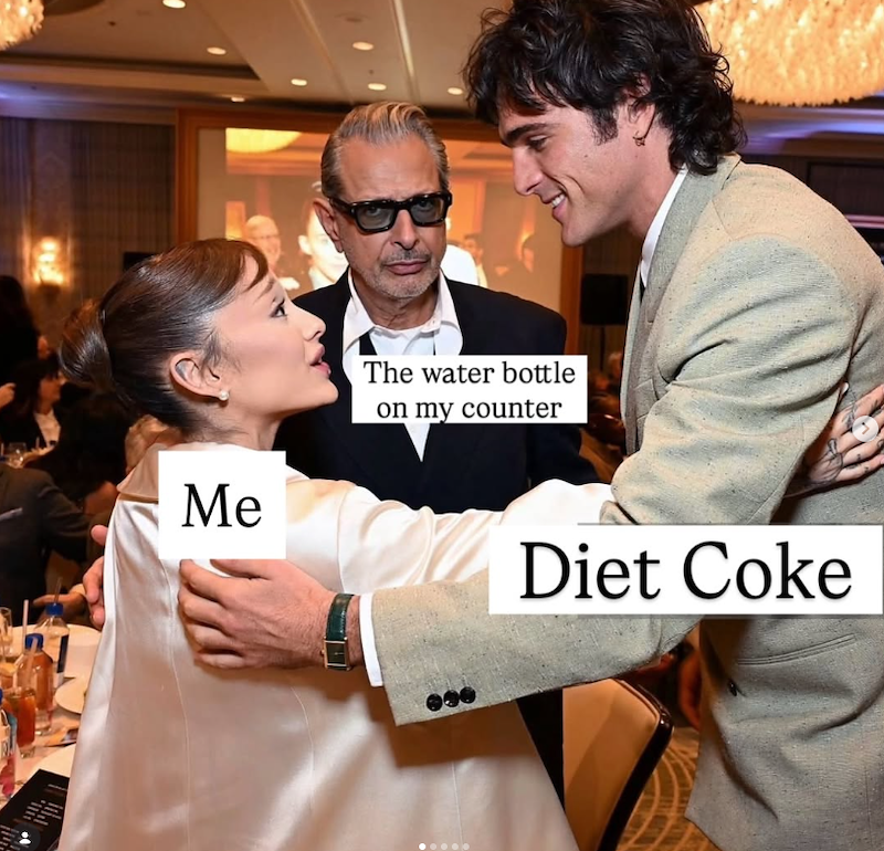 Me The water bottle on my counter Diet Coke