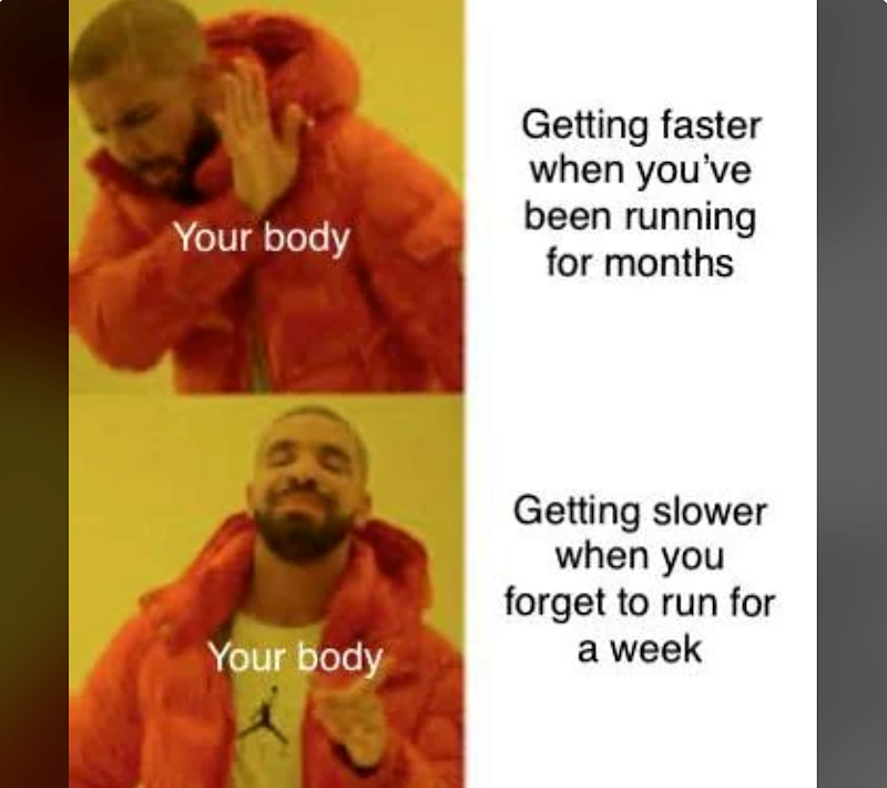 Your body Your body Getting faster when you've been running for months Getting slower when you forget to run for a week