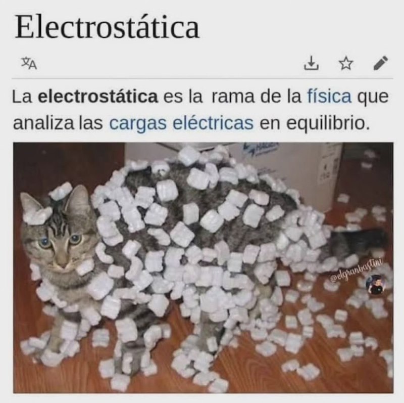 Electrostática ХА ☆ La electrostática es la rama de la física que analiza las cargas eléctricas en equilibrio. @elgranbastin