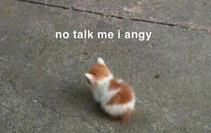no talk me i angy