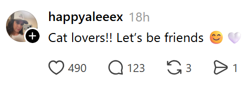 happyaleeex 18h + Cat lovers!! Let's be friends 490 Q123 3 > 1