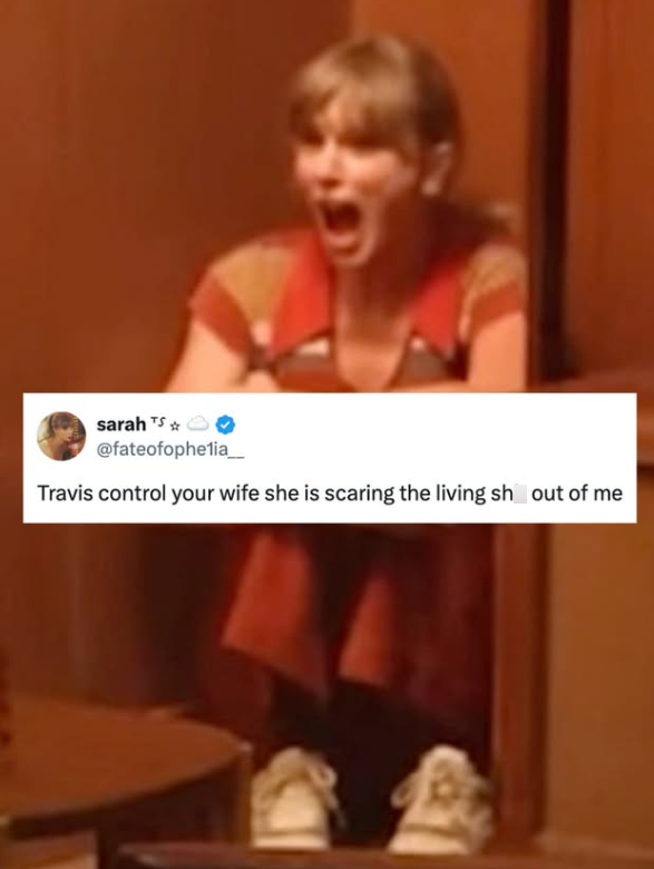 sarah TS @fateofophelia__ Travis control your wife she is scaring the living sh out of me