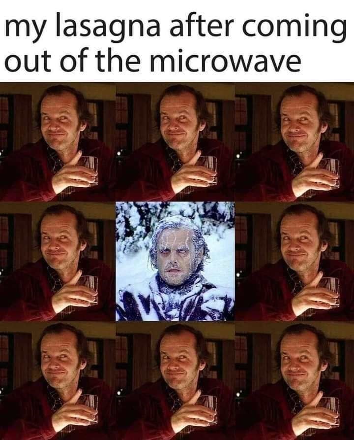 my lasagna after coming out of the microwave