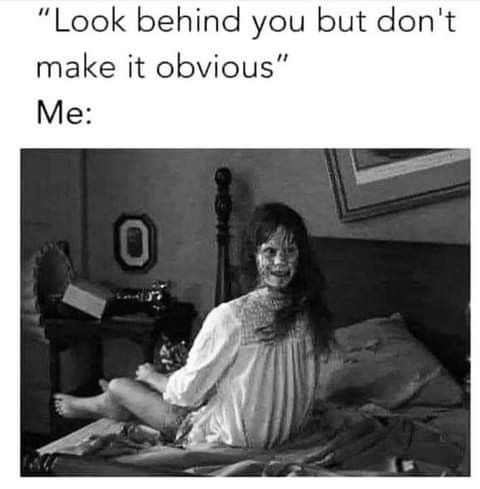 "Look behind you but don't make it obvious" Me: