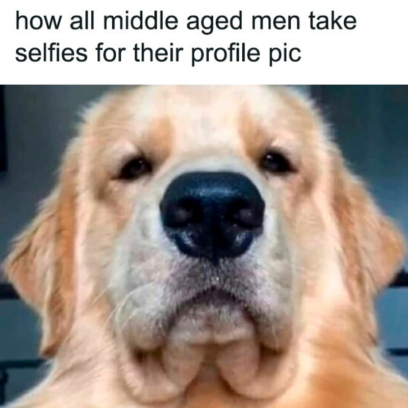 how all middle aged men take selfies for their profile pic
