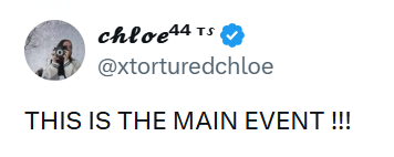 chloe 44 TS @xtorturedchloe THIS IS THE MAIN EVENT !!!