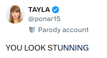 TAYLA @ponar15 Parody account YOU LOOK STUNNING