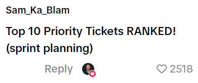 Sam_Ka_Blam Top 10 Priority Tickets RANKED! (sprint planning) Reply 2518