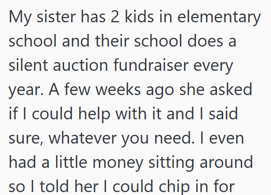 My sister has 2 kids in elementary school and their school does a silent auction fundraiser every year. A few weeks ago she asked if I could help with it and I said sure, whatever you need. I even had a little money sitting around so I told her I could chip in for
