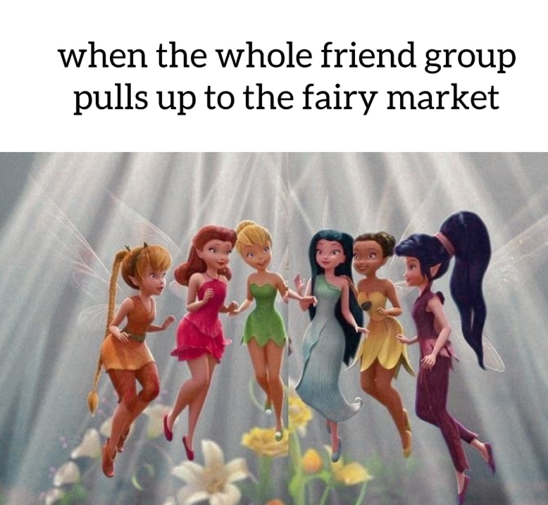 when the whole friend group pulls up to the fairy market