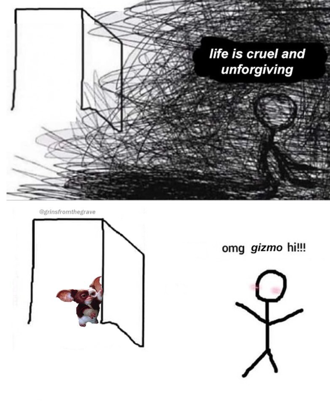@grinsfromthegrave life is cruel and unforgiving omg gizmo hi!!! хо