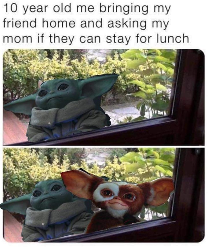 10 year old me bringing my friend home and asking my mom if they can stay for lunch.