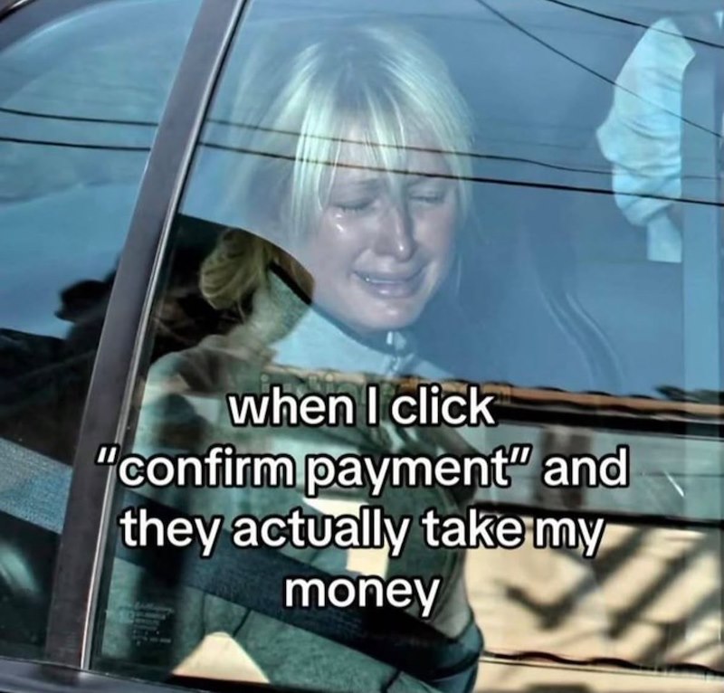 when I click "confirm payment" and they actually take my money