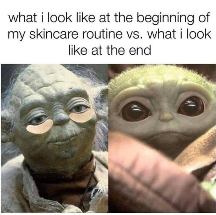 what i look like at the beginning of my skincare routine vs. what i look like at the end