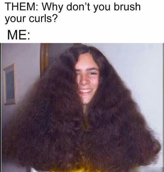 THEM: Why don't you brush your curls? ME: