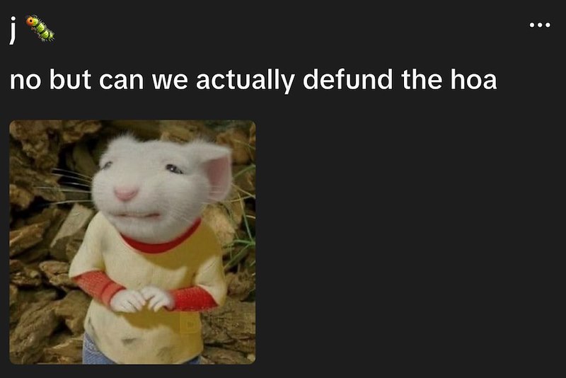 no but can we actually defund the hoa