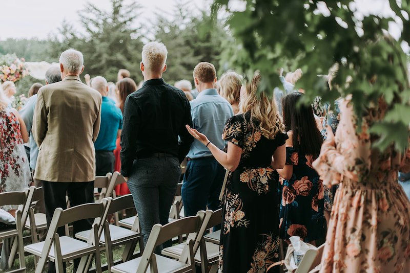 The wedding party in the reception. Representative only.