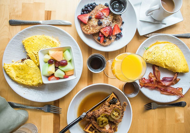A breakfast buffet.