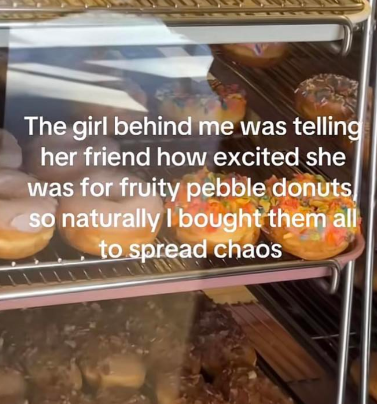 The girl behind me was telling her friend how excited she was for fruity pebble donuts so naturally I bought them all to spread chaos