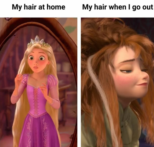 My hair at home My hair when I go out