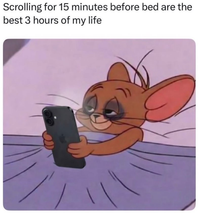 Scrolling for 15 minutes before bed are the best 3 hours of my life