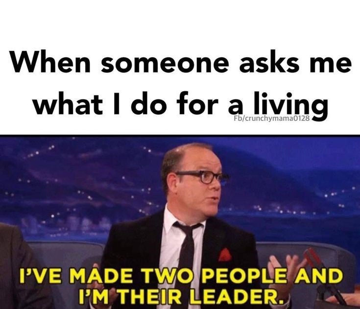 When someone asks me what I do for a living Fb/crunchymama0128 I'VE MADE TWO PEOPLE AND I'M THEIR LEADER.