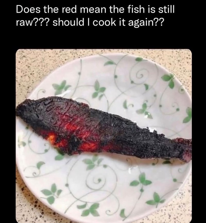 Does the red mean the fish is still raw??? should I cook it again??