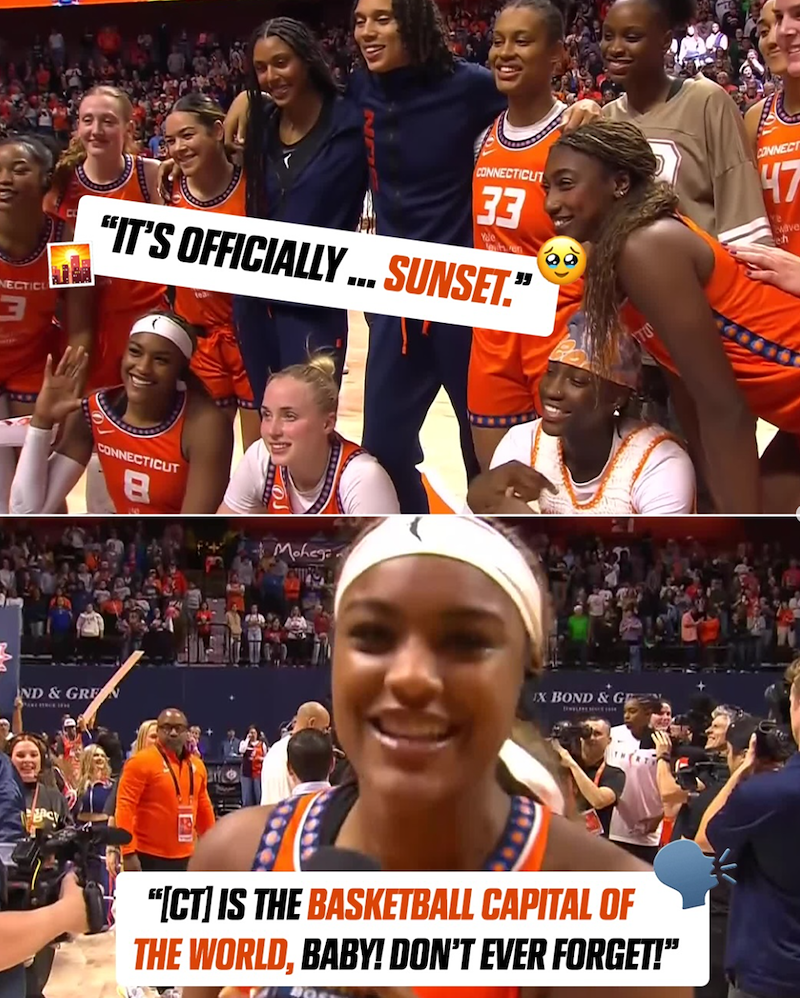 NECTICU CONNECTICUT 33 hen "IT'S OFFICIALLY... SUNSET." CONNECT 47 wave eh CONNECTICUT ND & GREN Mohegan IX BOND & GE THERT "[CT] IS THE BASKETBALL CAPITAL OF THE WORLD, BABY! DON'T EVER FORGET!"